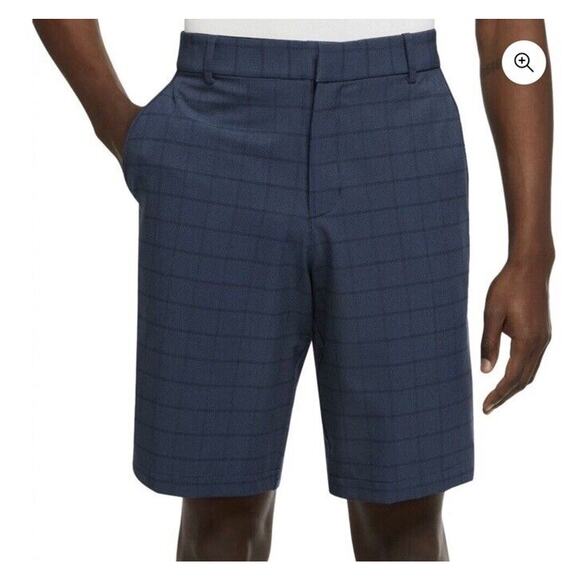 Nike Golf Dri-Fit Men’s Blue Plaid Shorts Size 34 Flat Stretch Relaxed - Picture 1 of 11